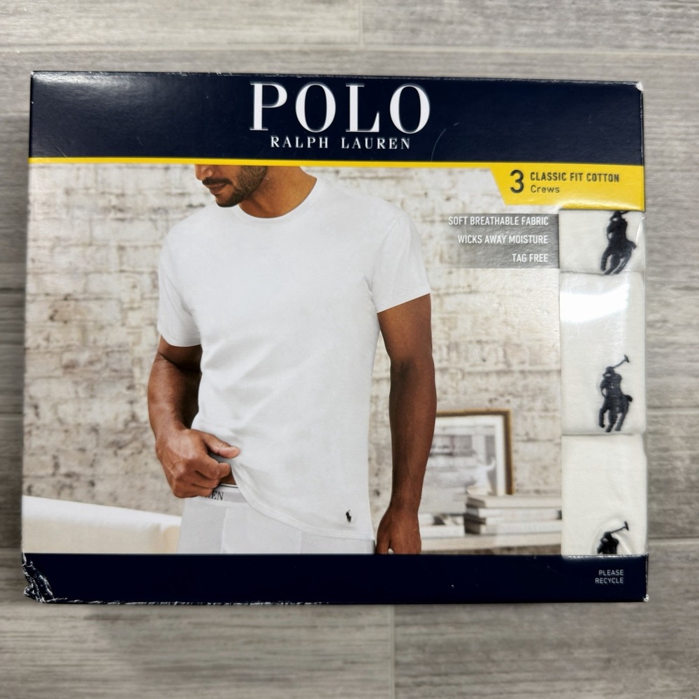 Polo Ralph Lauren Classic Fit Cotton Crew Neck T-Shirts 3-Pack Men's Medium New